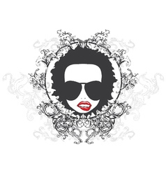 Funky face emblem vector image