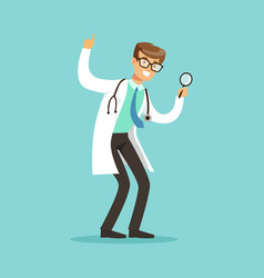 Smiling male doctor character standing and looking vector image