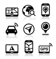 GPS navigation travel icons set vector image