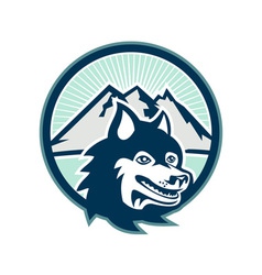 Siberian Husky Dog Head Mountain Retro vector image