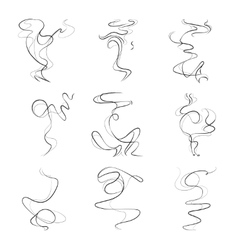 Smoke spiral lines smoking smell odor set vector image