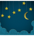 Moon and stars made from paper vector image