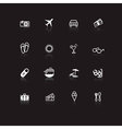 White travel icons on black vector image