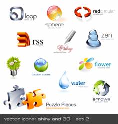 icons glossy and 3d vector image
