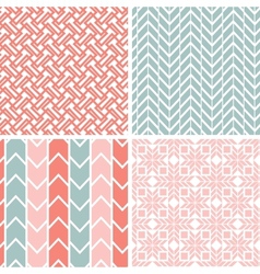 Set of four gray pink geometric patterns and vector image
