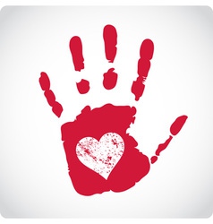 Romantic Valentine postcard with handprints vector image