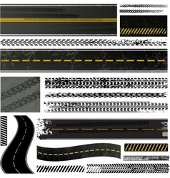 Road and tire tracks vector image