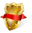Gold shield with ribbon vector image
