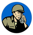 Military soldier on radio vector image