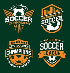 Soccer sport emblem set vector image