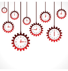 Hanging gear shape red clocks Hanging gear shape red clocks vector image