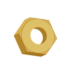 Gold nut isolated golden female screw on white Gold nut isolated golden female screw on white vector image