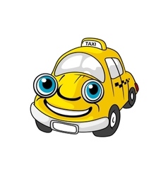 Cartoon yellow taxi car character vector image