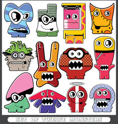 Set of twelve monsters vector image