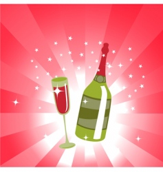Wine bottle and glass vector image