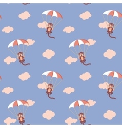 Pattern of monkeys with parachute Rose Quartz and vector image