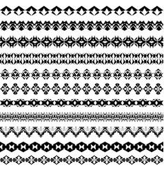 Set of geometric black borders in ethnic style vector image