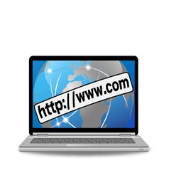 Laptop computer and global network vector image