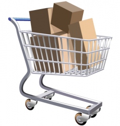 Shopping cart full of parcels vector image
