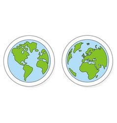 Planet Earth buttons logo or icon green and blue vector image