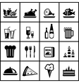 Restaurant food black icon set vector image