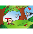 Bad Wolf Watching Little Red Riding Hood vector image