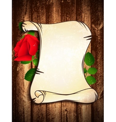 Old Paper With Red Rose vector image