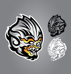 Monkey linethai emblem logo vector image