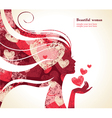 Beautiful girl silhouette with a hearts vector image