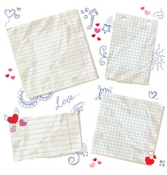Scraps of paper isolated with hearts vector image