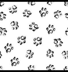 Paw grunge footprint of dog or cat seamless vector image