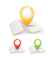Folded maps with color point markers vector image