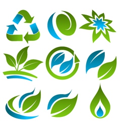 Green and Blue Energy Saving Logo Icons vector image