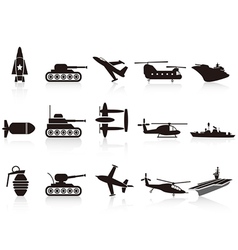 Black war weapon icons set vector image