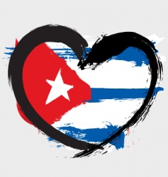 Cuba heart shape flag vector image