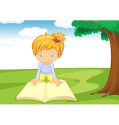 A girl reading book vector image