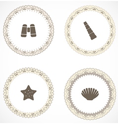 Vintage labels with icons vector image