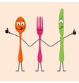 Spoon knife and fork cartoon vector image