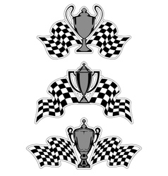 Racing sport awards and trophies vector image