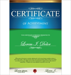 Green and blue certificate template vector image