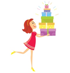 Girl and presents vector image