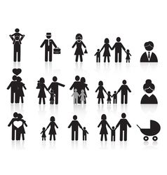 Black happy family icons set vector image