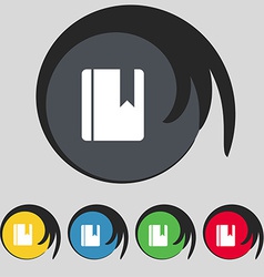 Book bookmark icon sign Symbol on five colored Book bookmark icon sign Symbol on five colored vector image