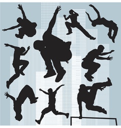 Set silhouettes parkour vector image