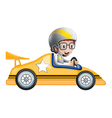 A girl in her yellow racing car vector image