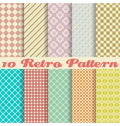 Ten retro different seamless patterns tiling vector image