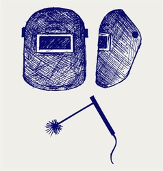Protective welding mask helmet vector image
