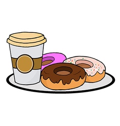 Coffee Cup With Donuts vector image
