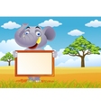 Elephant and blank sign Elephant and blank sign vector image