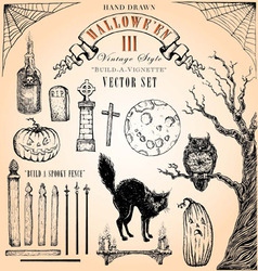 Vintage Halloween Set vector image